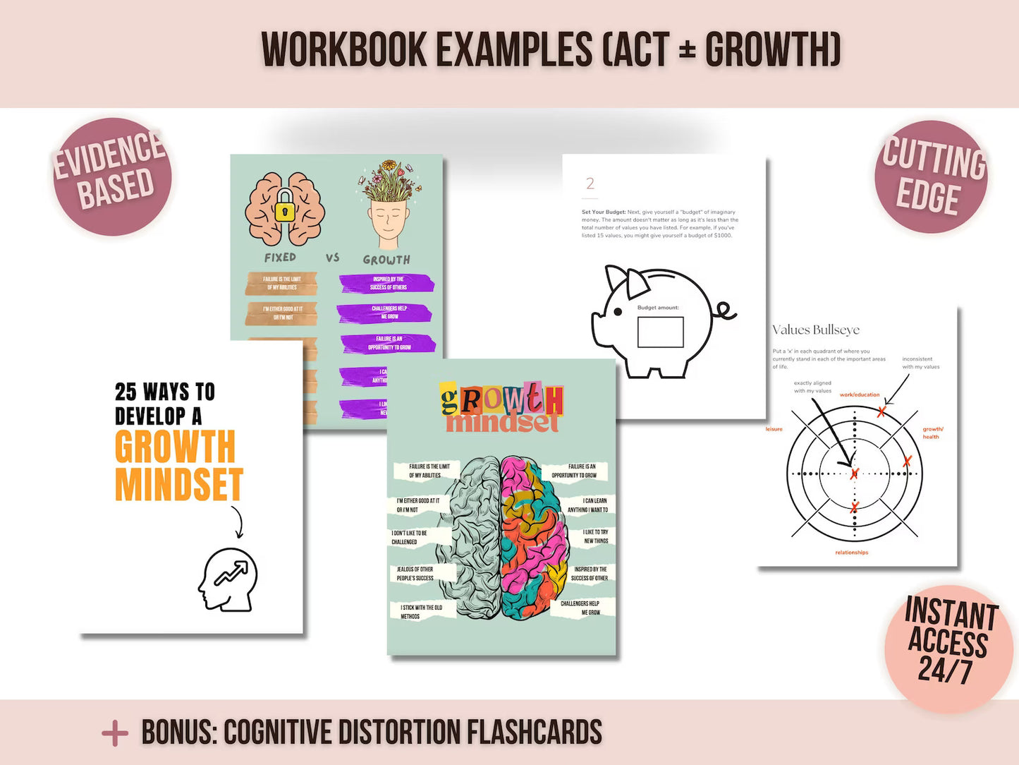 Therapy Worksheets Bundle – 1300+ Pages for CBT, DBT, ACT | Mental Health Workbooks Pdf, anxiety, depression, trauma, exposure, self-help + 8 Ebooks 90% OFF