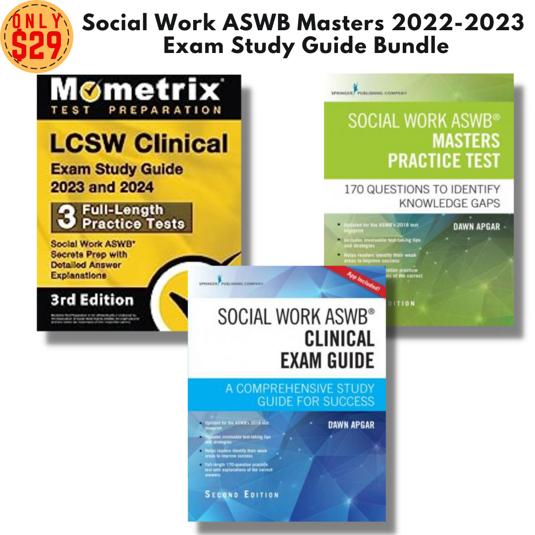 Social Work ASWB Masters 2022-2023 Exam Study Guide Bundle (3 Study Guides)