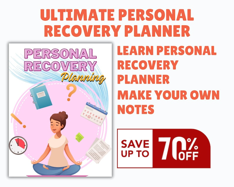 Self Care Journal, Self Care Workbook, Self Love, Self Recovery Planner, Personal Recovery Planner, Therapy Worksheets, Therapy Resources